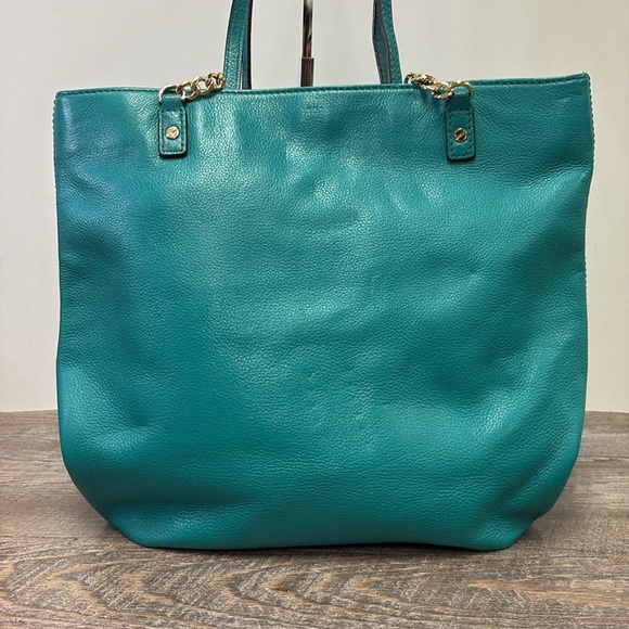 Michael Kors Jet Set Turquoise Pebbled Leather/Gold-Tone Hardware Shoulder Bag - Picture 3 of 12